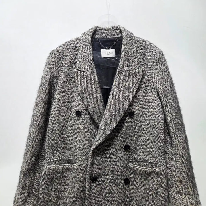 [BUNJANG] Sandro Herringbone Tweed Double Breasted Coat / 산드로 헤링본 트위드 더블 브레스티드 코트 L 26041603