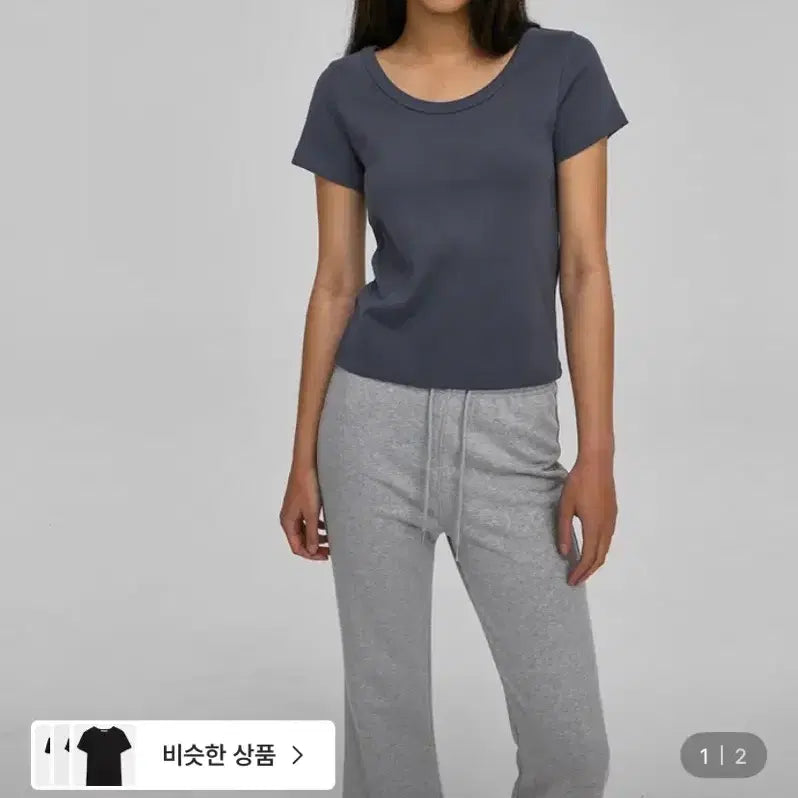 [BUNJANG] Blackup Standard U-Neck Short Sleeve T-shirt / 블랙업 스탠다드 유넥 반팔티 그레이s