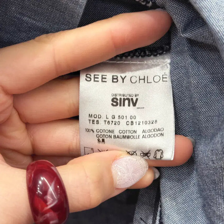 [BUNJANG] See by Chloé Cotton Pleated Mini Skirt / 씨 바이 끌로에 코튼 플리츠 미니스커트 턱 디테일 A라인 연청