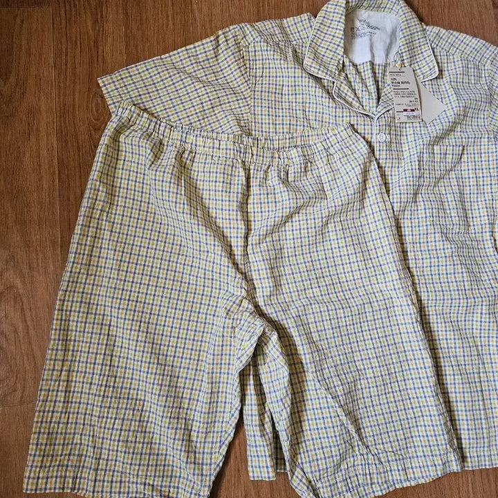 [SOLD OUT] 무인양품 시어서커 체크무늬 반팔 파자마 세트 XL