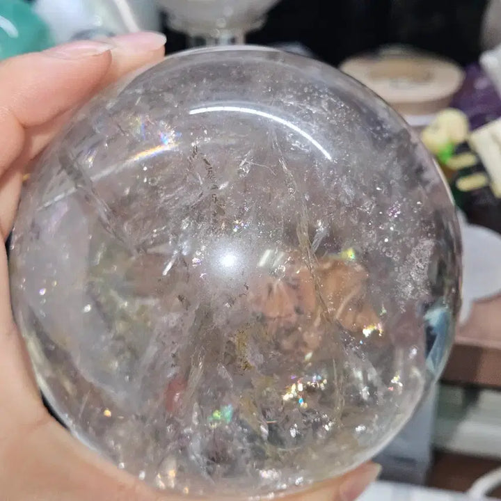 [SOLD OUT] 대왕 레인보우 스모키 쿼츠 백수정 구 스피어 + 골든힐러 1.42kg