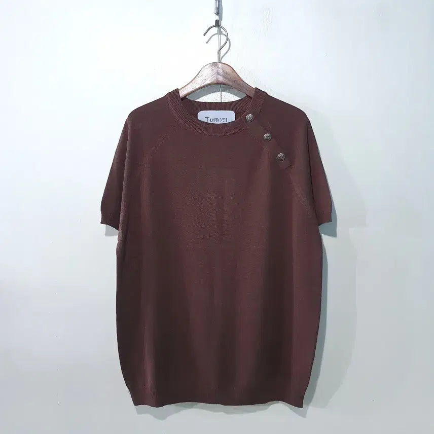 [BUNJANG] Ascent Linen Blend Button Short Sleeve Knit Top / SS신상) 어센트 버튼 린넨 반팔 라운드 니트 3color