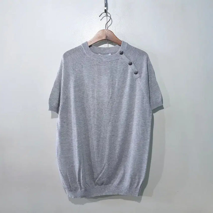 [BUNJANG] Ascent Linen Blend Button Short Sleeve Knit Top / SS신상) 어센트 버튼 린넨 반팔 라운드 니트 3color