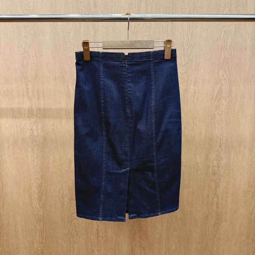 [BUNJANG] Polo Ralph Lauren Indigo Denim Midi Skirt / 폴로 랄프 로렌 인디고 데님 미디스커트 슬릿 디테일 H라인 진청