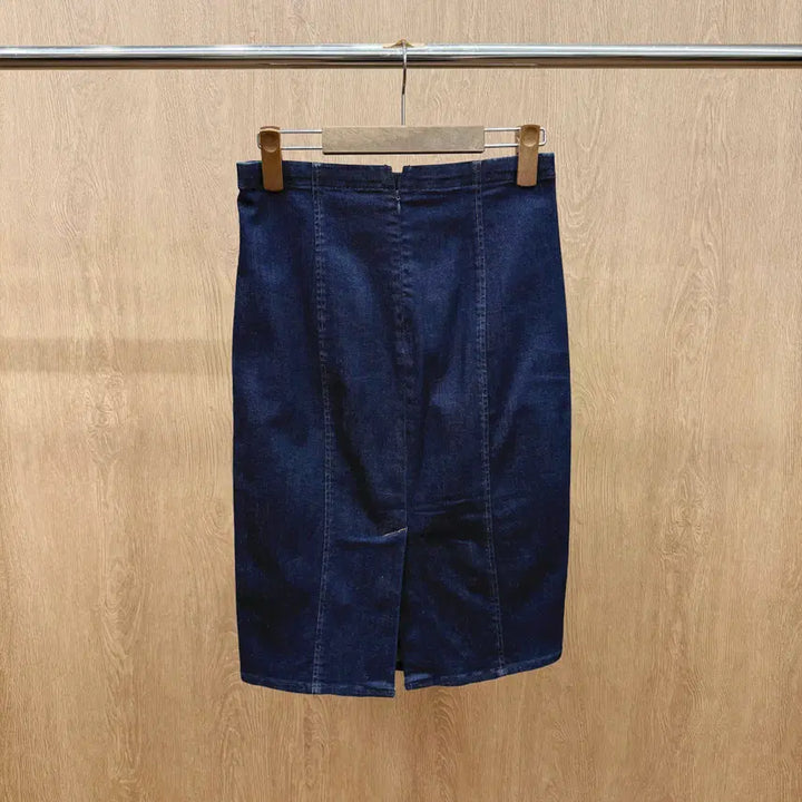 [BUNJANG] Polo Ralph Lauren Indigo Denim Midi Skirt / 폴로 랄프 로렌 인디고 데님 미디스커트 슬릿 디테일 H라인 진청