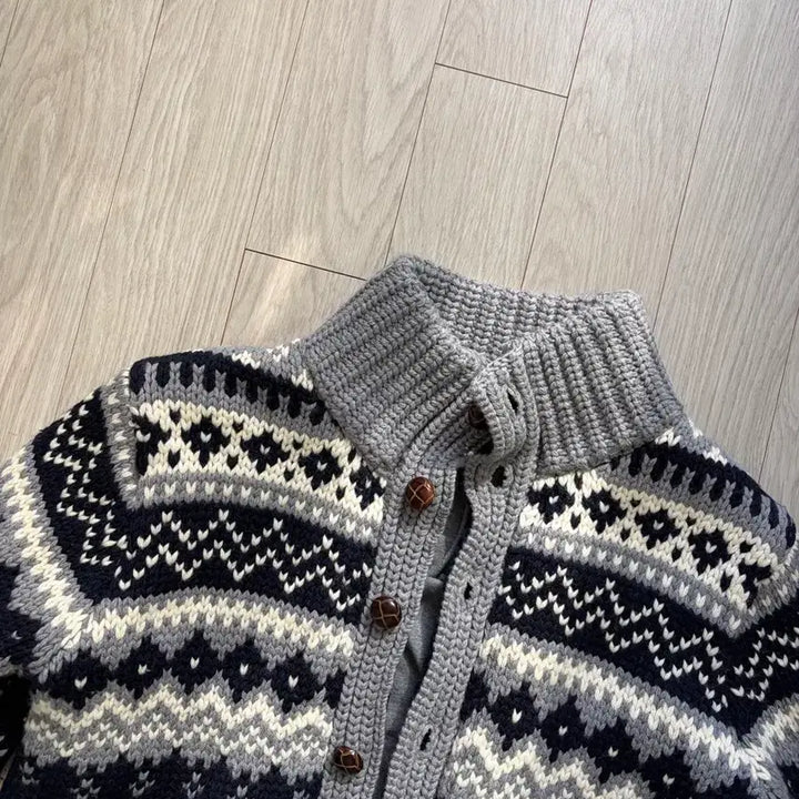 [BUNJANG] Nordic Pattern Knit Cardigan / 노르딕 패턴 니트 가디건