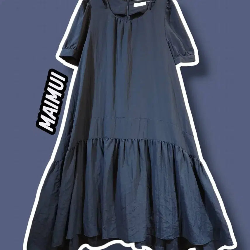 [SOLD OUT] F/ MAIMUI 마이무이 나일론 반팔 롱 원피스 네이비 /0416