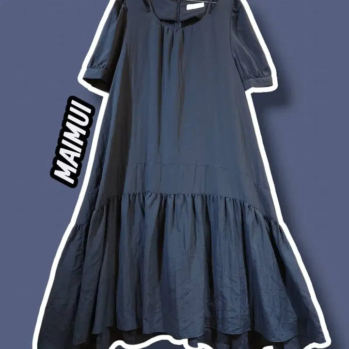 [SOLD OUT] F/ MAIMUI 마이무이 나일론 반팔 롱 원피스 네이비 /0416