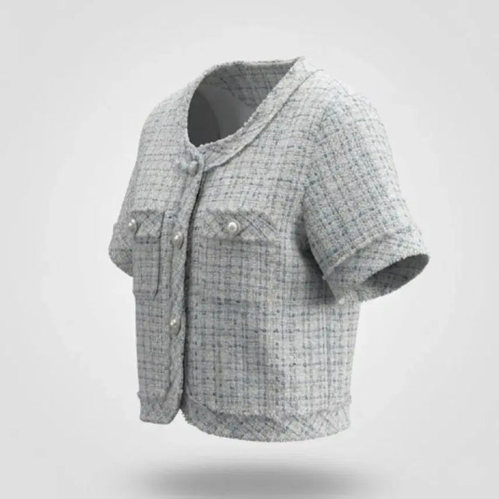 [BUNJANG] Simply Short Cool Tone Tweed Jacket / 여성F / 심플리 숏 쿨톤 발팔 트위드자켓BL 12-140