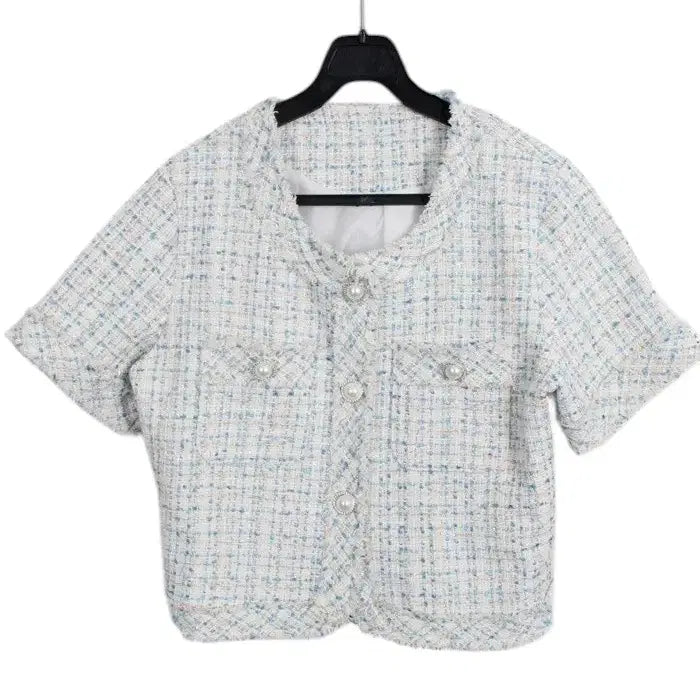 [BUNJANG] Simply Short Cool Tone Tweed Jacket / 여성F / 심플리 숏 쿨톤 발팔 트위드자켓BL 12-140