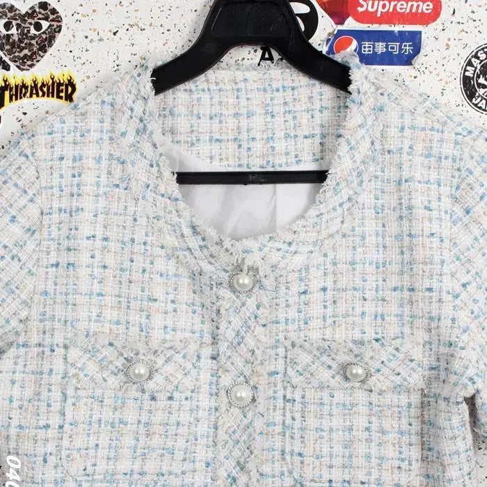 [BUNJANG] Simply Short Cool Tone Tweed Jacket / 여성F / 심플리 숏 쿨톤 발팔 트위드자켓BL 12-140