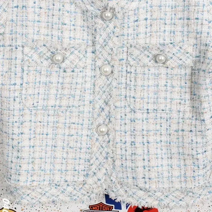 [BUNJANG] Simply Short Cool Tone Tweed Jacket / 여성F / 심플리 숏 쿨톤 발팔 트위드자켓BL 12-140