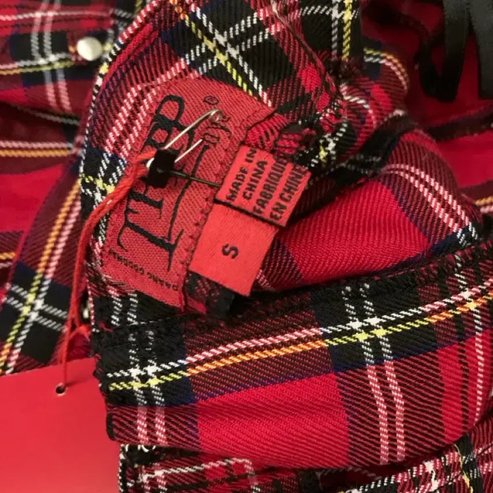 [BUNJANG] Tripp NYC Red Tartan Check Bondage Halter Mini Dress / 새상품) 트립 Tripp NYC 레드 타탄 체크 본디지 홀터 미니 원피스