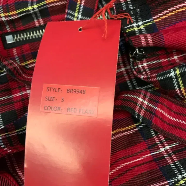 [BUNJANG] Tripp NYC Red Tartan Check Bondage Halter Mini Dress / 새상품) 트립 Tripp NYC 레드 타탄 체크 본디지 홀터 미니 원피스