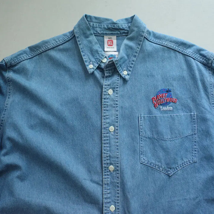 [SOLD OUT] 90s 플래닛할리우드 UK 영국 생산 데님 셔츠 XL