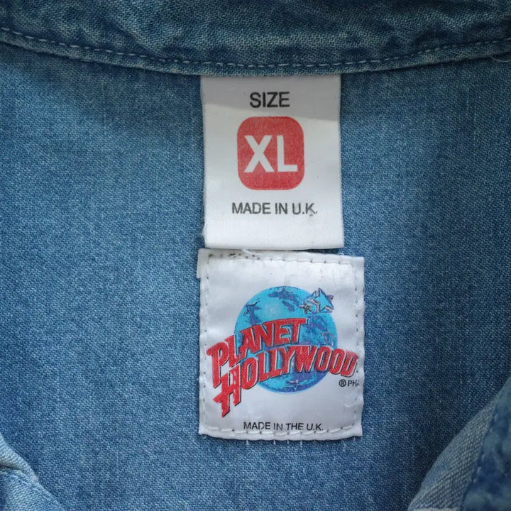 [SOLD OUT] 90s 플래닛할리우드 UK 영국 생산 데님 셔츠 XL