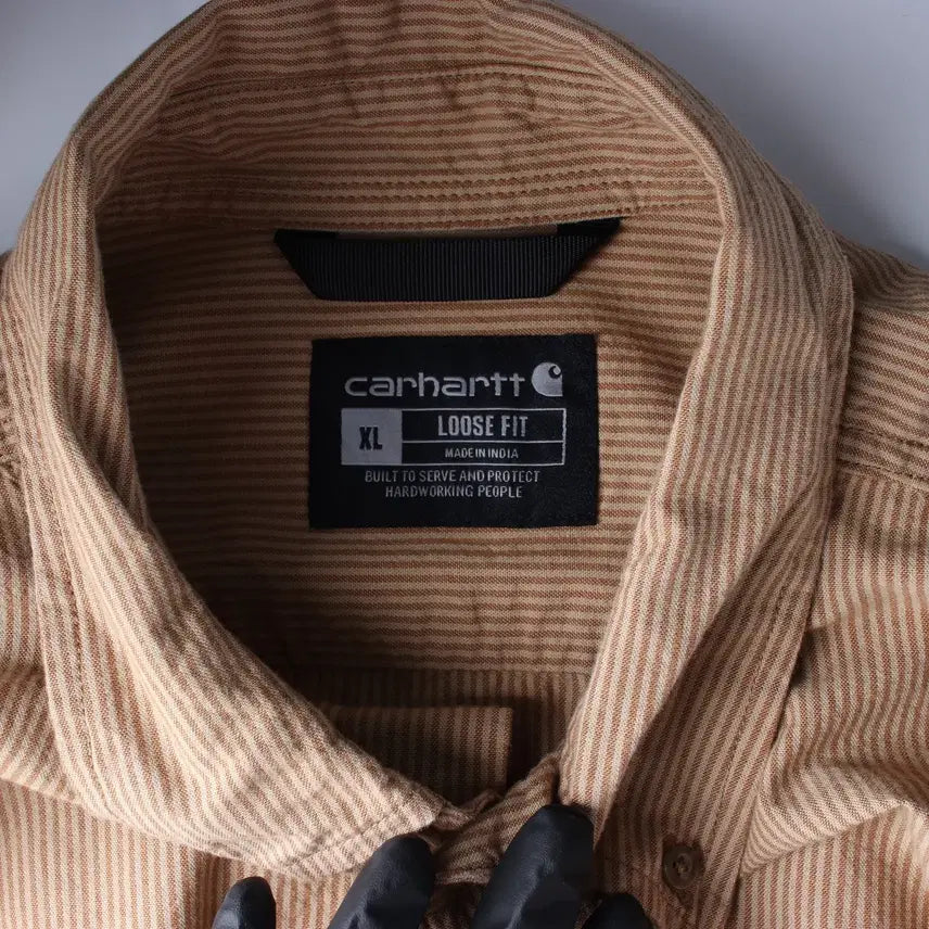 [BUNJANG] Carhartt Striped Shirt Brown XL / 칼하트 스트라이프 셔츠 브라운 XL