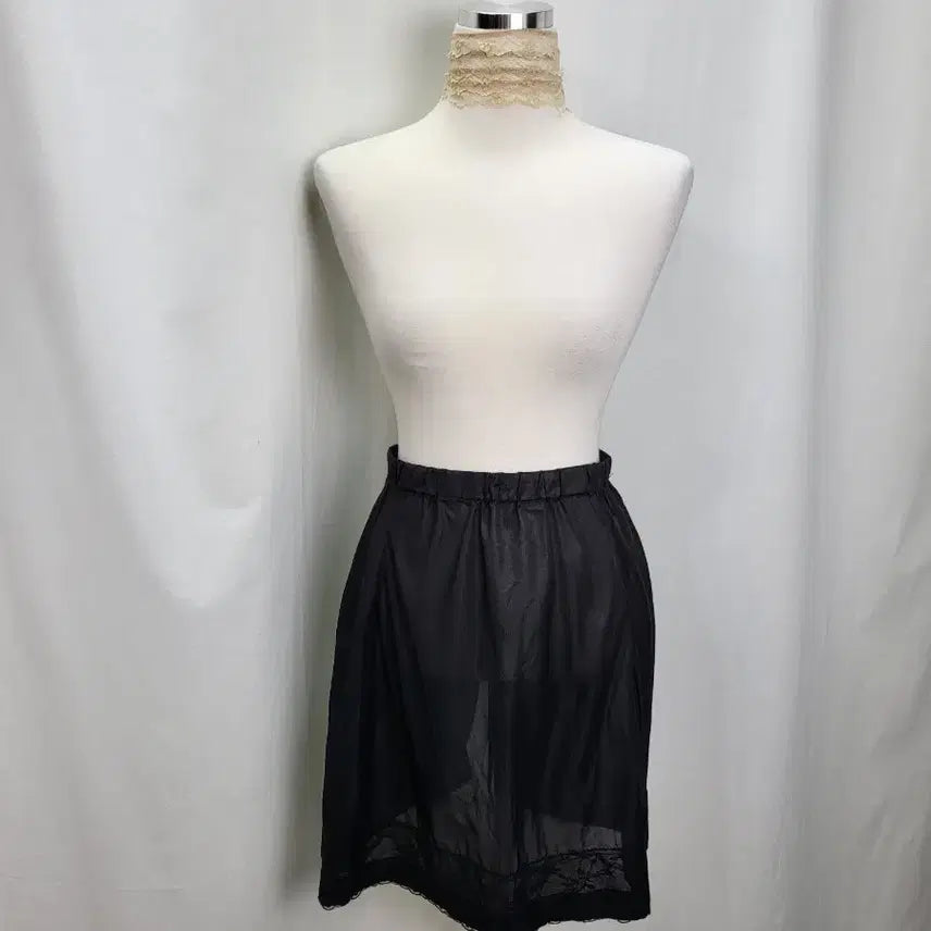 [BUNJANG] Vintage Black Lingerie Slip Skirt / 빈티지 딥 블랙 란제리 숏 슬립 스커트