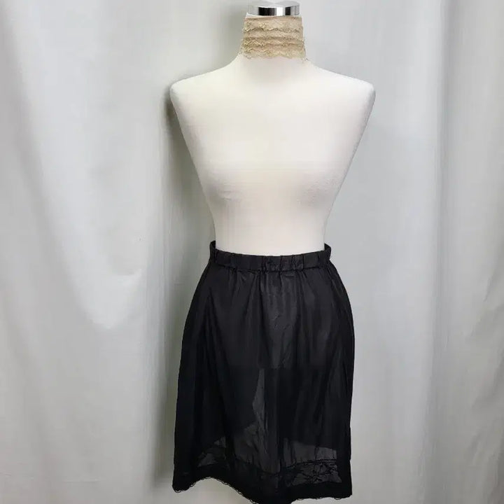 [BUNJANG] Vintage Black Lingerie Slip Skirt / 빈티지 딥 블랙 란제리 숏 슬립 스커트