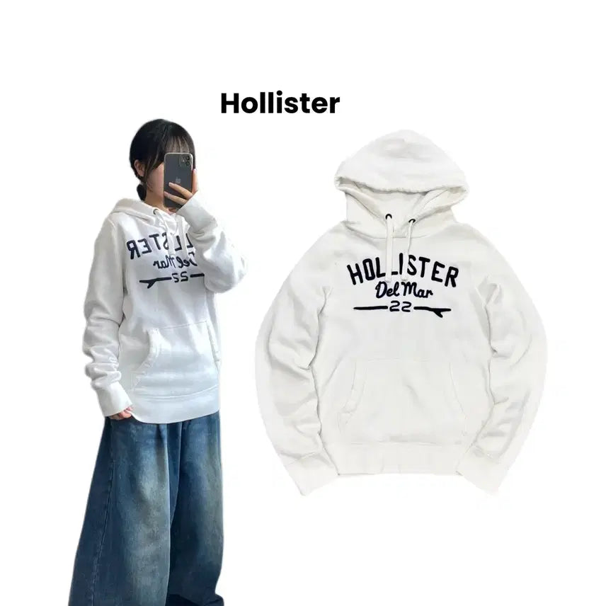 [BUNJANG] Hollister Y2K Arch Logo Hoodie White / 홀리스터 Y2K 아치로고 후드티 화이트