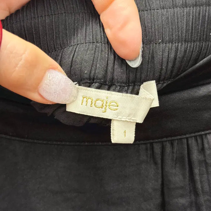 [BUNJANG] Maje Asymmetrical Wrap Long Skirt with Frill Detail - Black / 마쥬 언발란스 랩스타일 밴딩 롱 스커트 프릴 레이어드 디테일 블랙