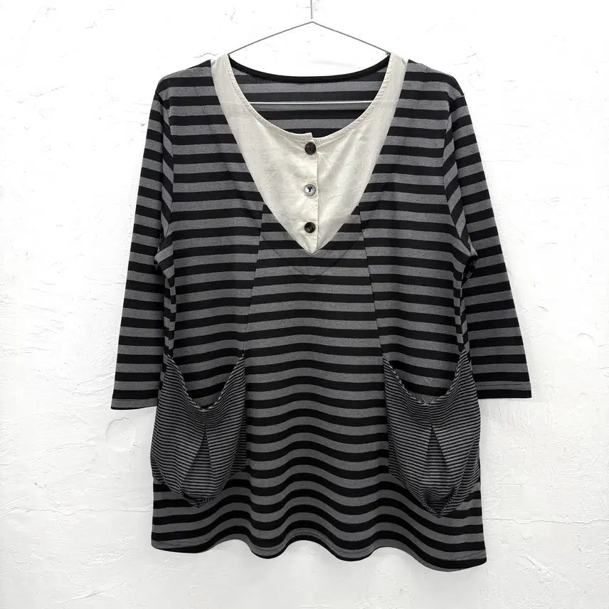 [SOLD OUT] plaisir femme 레이어드 스트라이프 탑