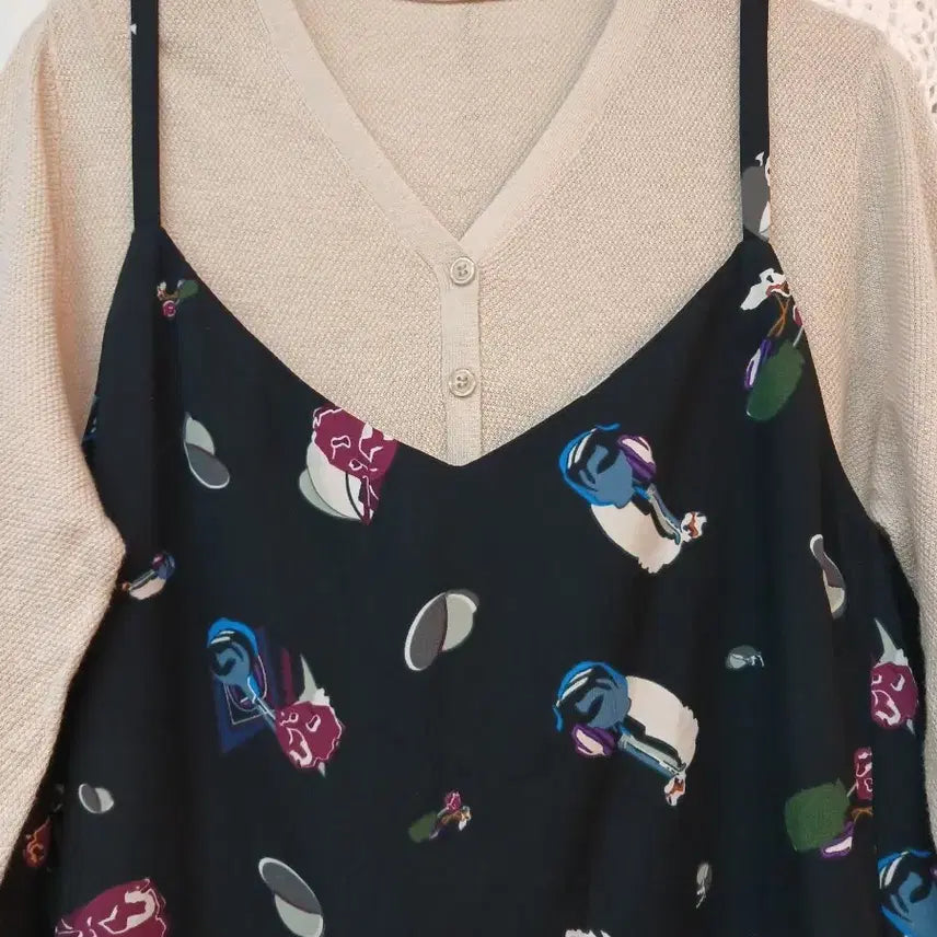 [BUNJANG] Patterned Long Slip Dress / 패턴 롱 슬립 원피스  free