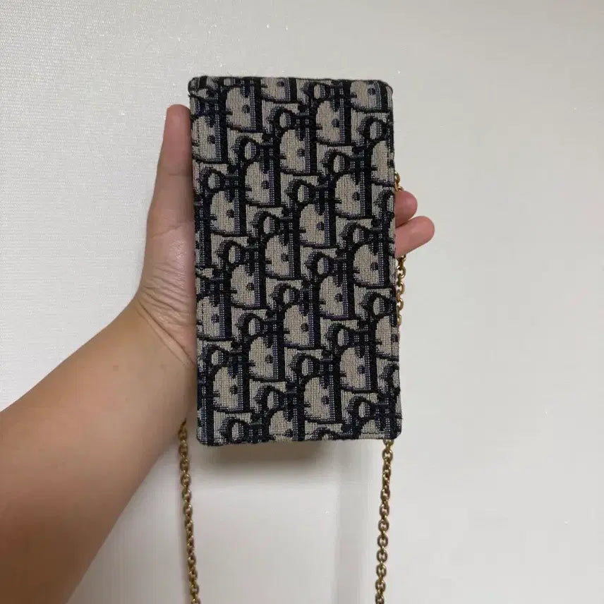 [BUNJANG] Dior Oblique Saddle Vertical Pouch Chain Crossbody Bag / 디올 오블리크 폰홀더백 새들 버티컬 파우치 체인크로스백