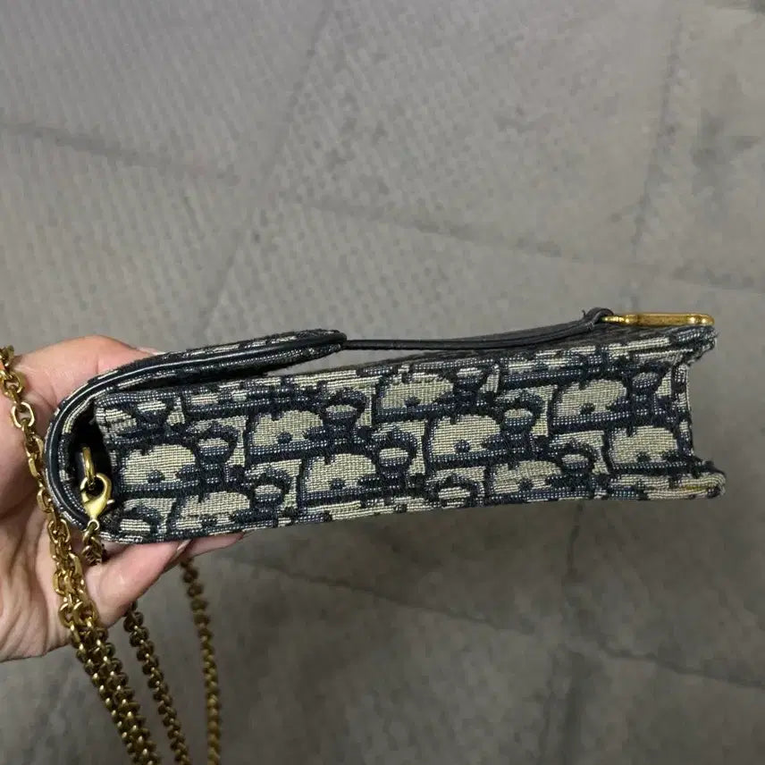 [BUNJANG] Dior Oblique Saddle Vertical Pouch Chain Crossbody Bag / 디올 오블리크 폰홀더백 새들 버티컬 파우치 체인크로스백