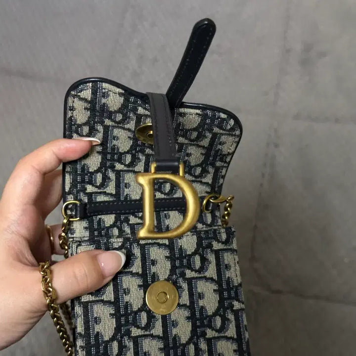 [BUNJANG] Dior Oblique Saddle Vertical Pouch Chain Crossbody Bag / 디올 오블리크 폰홀더백 새들 버티컬 파우치 체인크로스백