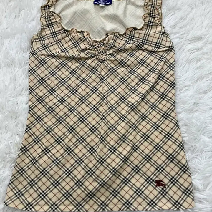 [BUNJANG] Burberry Signature Lace Shirring Tank Top / 버버리 시그니처 레이스 셔링 나시 1074 모리걸 y2k 스트릿 갸루 펑