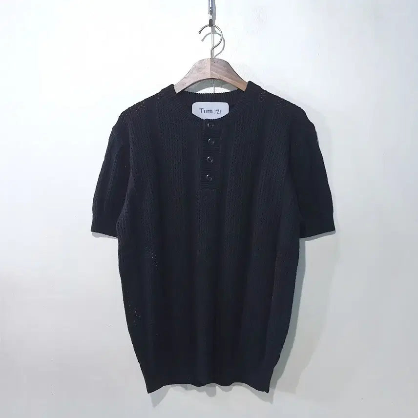 [BUNJANG] SS Crochet Henley Neck Short-Sleeve Knit Top / SS신상) 크로쉐 헨리넥 반팔니트 4color