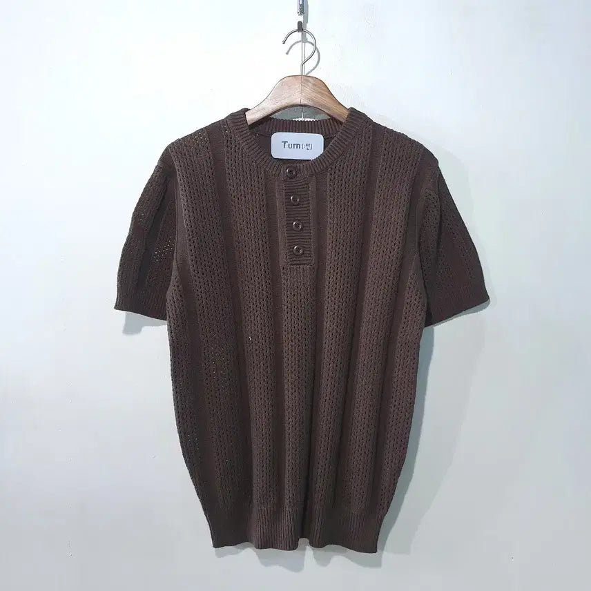 [BUNJANG] SS Crochet Henley Neck Short-Sleeve Knit Top / SS신상) 크로쉐 헨리넥 반팔니트 4color