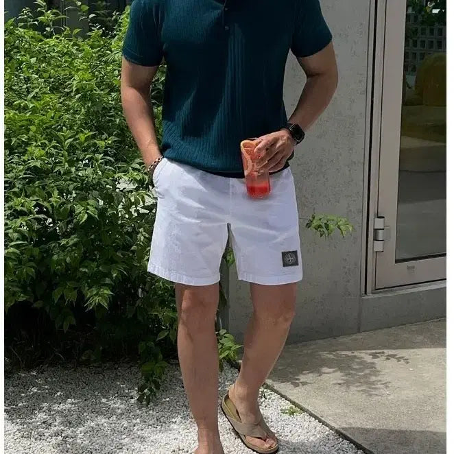 [BUNJANG] Linen Blend Spandex Shorts / 린넨 스판 반바지
