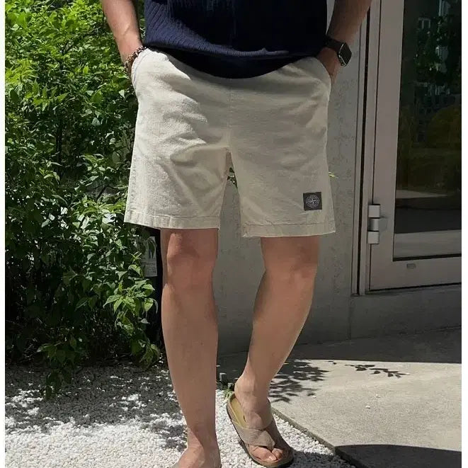 [BUNJANG] Linen Blend Spandex Shorts / 린넨 스판 반바지