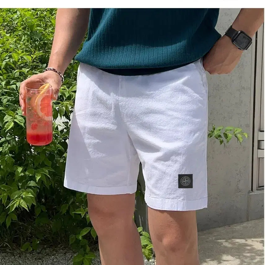 [BUNJANG] Linen Blend Spandex Shorts / 린넨 스판 반바지
