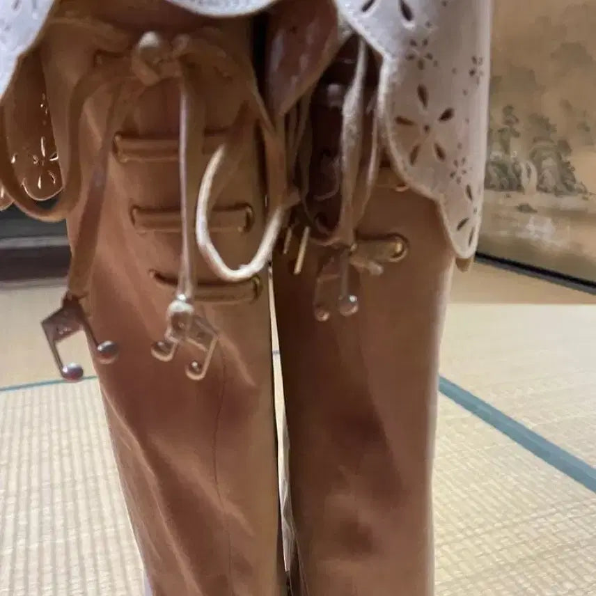 [BUNJANG] Liz Lisa Ribbon Boots &amp; Argyle Knit Curots Set / 라떼갸루 히메갸루 히메카지 리즈리사 리본 부츠 아가일니트 큐롯