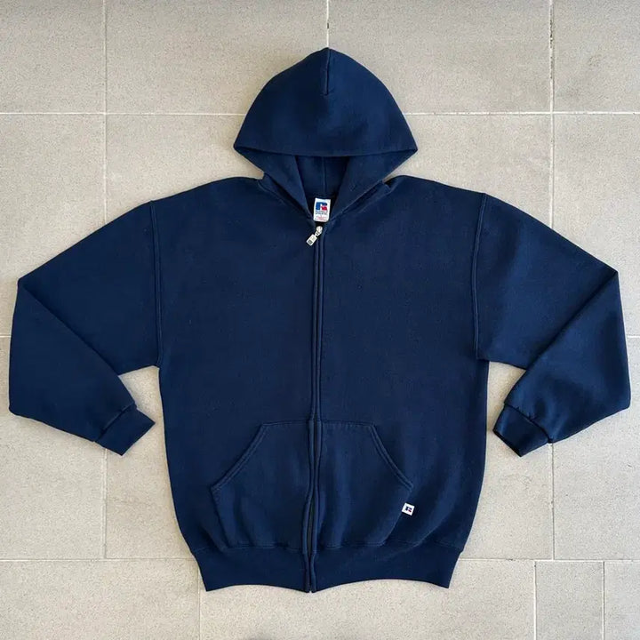 [BUNJANG] Russell 90s Vintage Navy Hoodie Zip-up / 90s 빈티지 러셀 후드집업 네이비 L