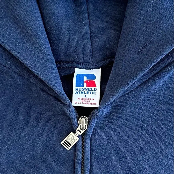 [BUNJANG] Russell 90s Vintage Navy Hoodie Zip-up / 90s 빈티지 러셀 후드집업 네이비 L