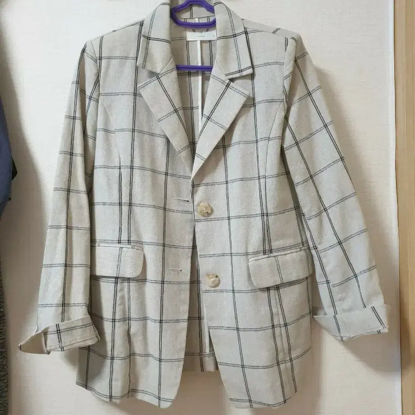 [BUNJANG] Modern Linen Check Blazer / 모던한체크 린넨블레이저