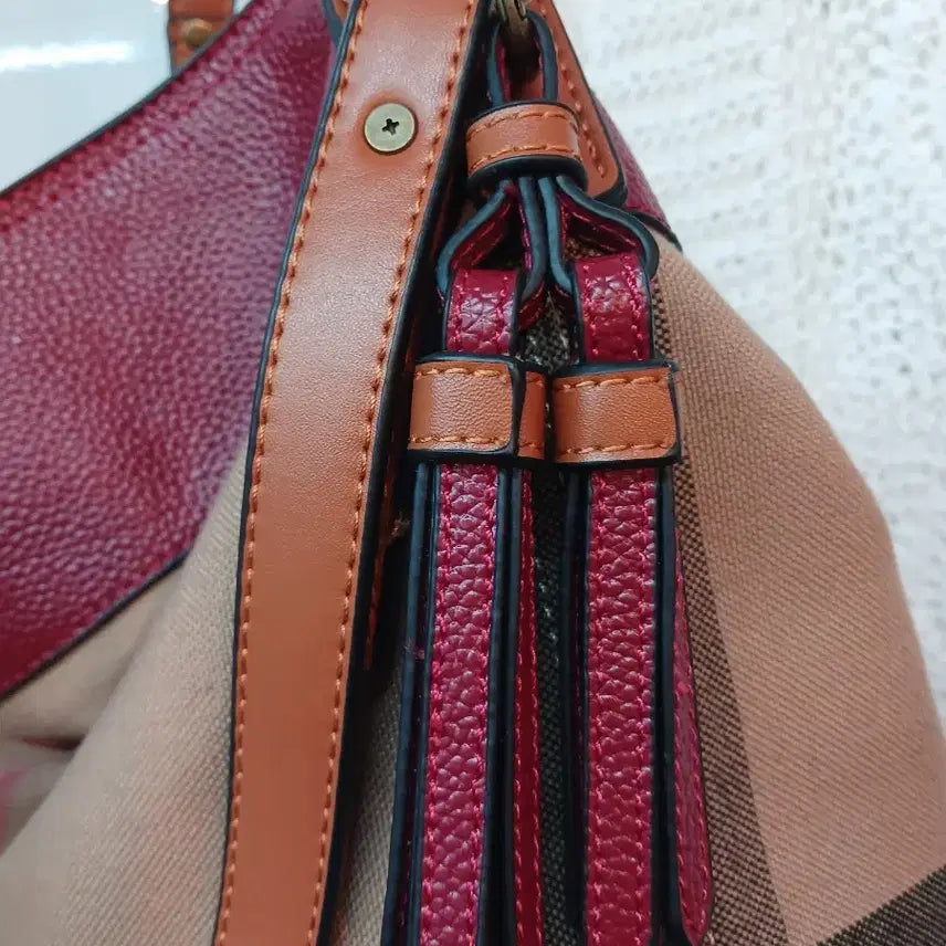 [SOLD OUT] 체크 배색 토트 숄더백