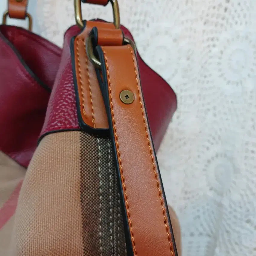 [SOLD OUT] 체크 배색 토트 숄더백