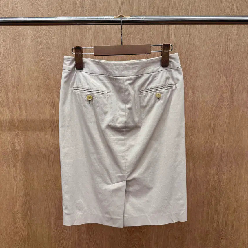 [BUNJANG] Theory Luxe H-Line Midi Skirt Beige / 띠어리 럭스 H라인 미디 스커트 후면 절개 디테일 베이지