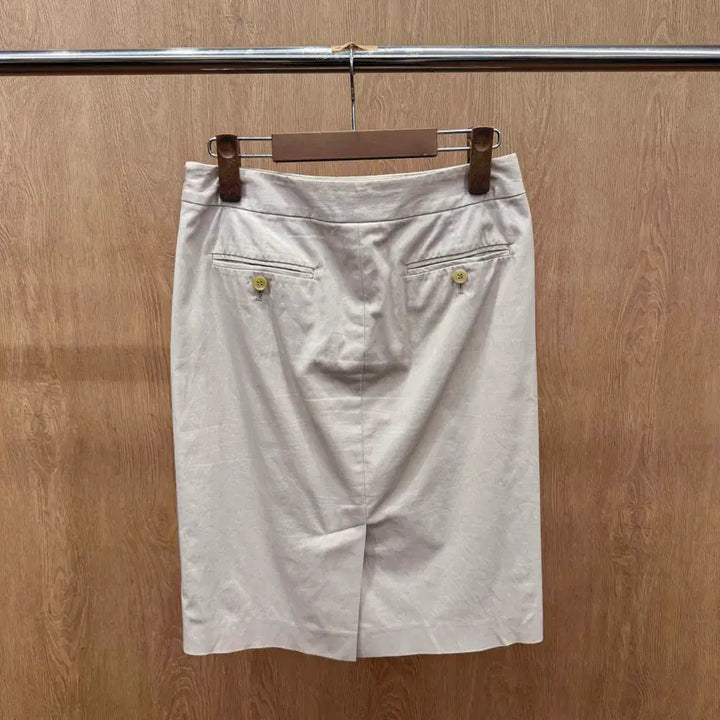 [BUNJANG] Theory Luxe H-Line Midi Skirt Beige / 띠어리 럭스 H라인 미디 스커트 후면 절개 디테일 베이지
