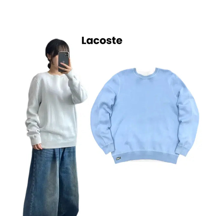 [BUNJANG] Lacoste Reversible Sky Blue Sweatshirt / 라코스테 리버시블 하늘색 색감 맨투맨