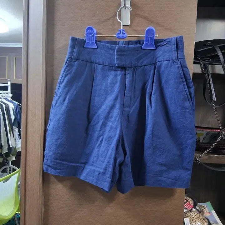 [BUNJANG] Elle Blue Linen Shorts (Size 55) / 엘르 블루 린넨 반바지 (55)