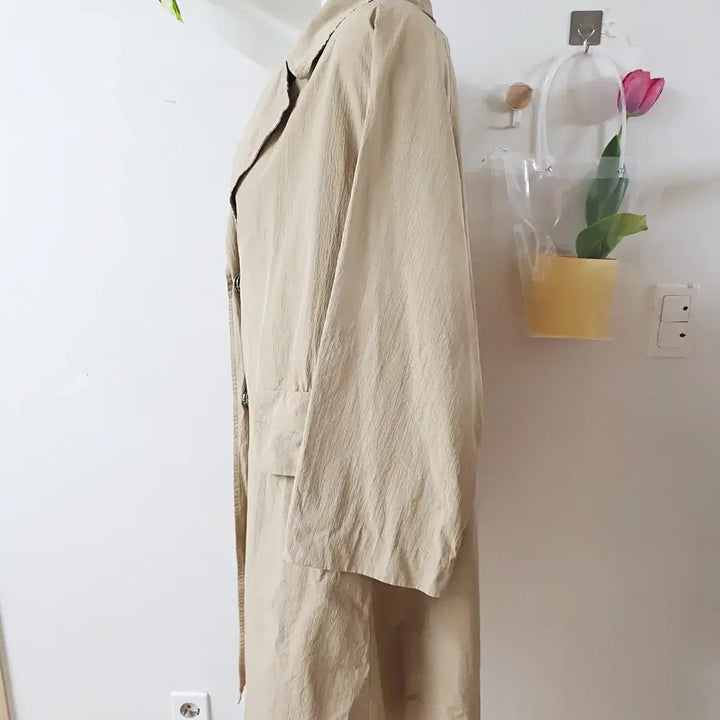 [BUNJANG] KL Nylon Trench Coat Beige 77 / KL 나일론 트렌치코트 77 베이지 바스락