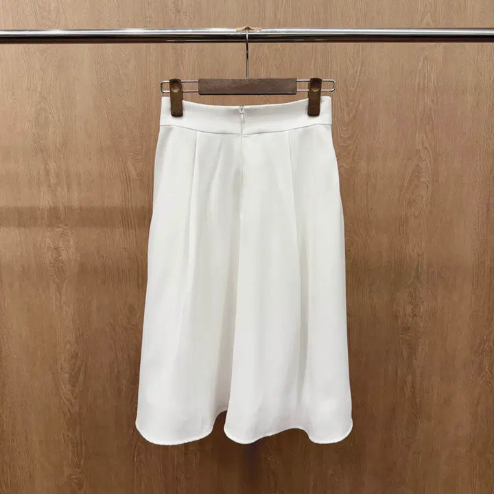 [BUNJANG] Beaker Flare Midi Skirt A-Line Daily Ivory / 비이커 플레어 미디 스커트 핀턱 디테일 A라인 데일리 아이보리