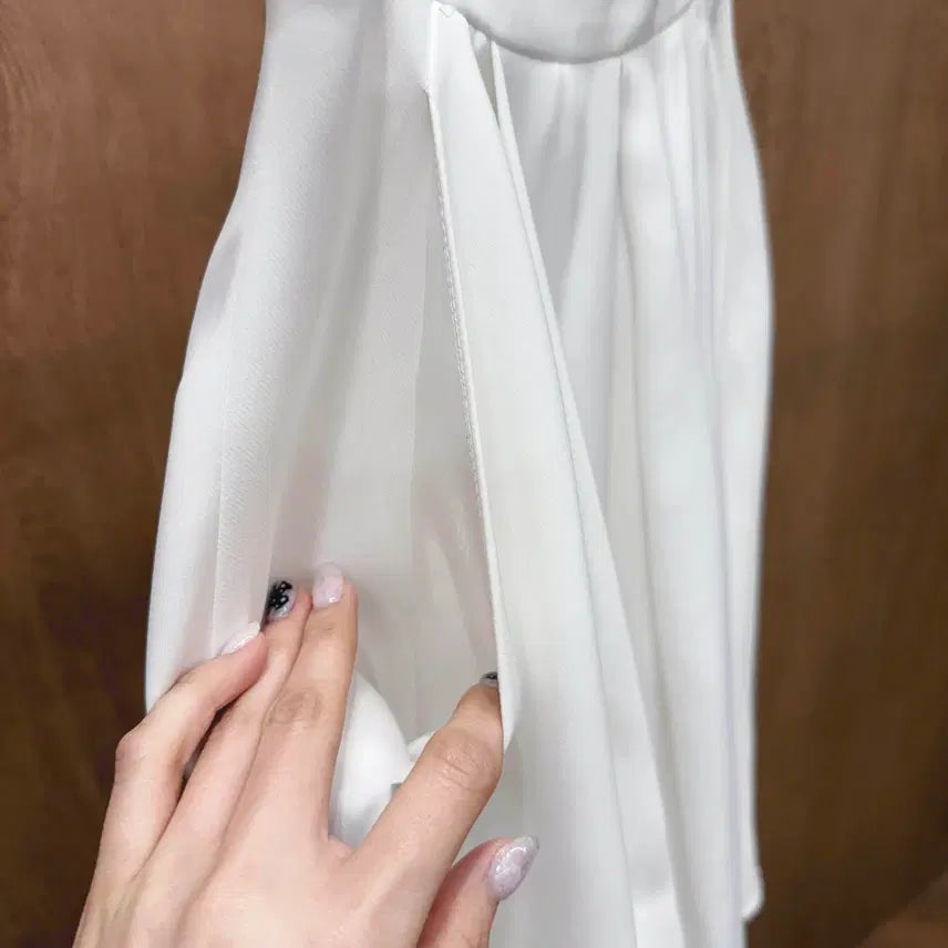 [BUNJANG] Beaker Flare Midi Skirt A-Line Daily Ivory / 비이커 플레어 미디 스커트 핀턱 디테일 A라인 데일리 아이보리