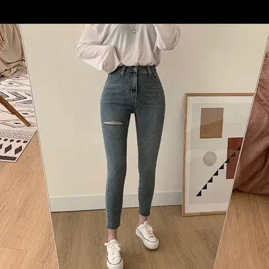 [BUNJANG] High-Waist Skinny Jeans / 하이웨스트 스키니 청바지